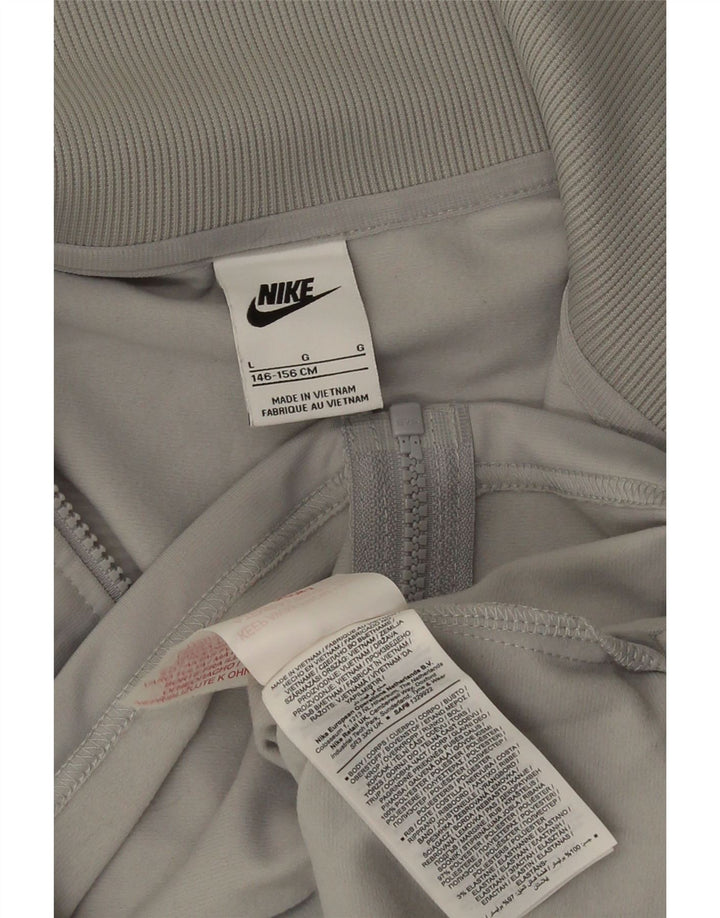 Nike Girls Crop Tracksuit Top Jacket 12-13 Years Large Grey Polyester