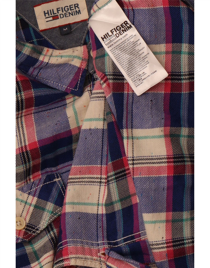 TOMMY HILFIGER Mens Flannel Shirt Medium Blue Check Cotton