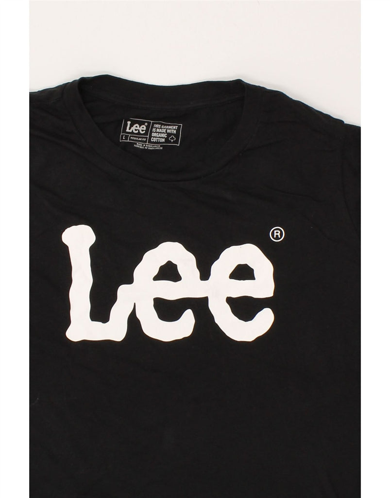 LEE Womens Regular Fit Graphic T-Shirt Top UK 16 Large Black Cotton | Vintage Lee | Thrift | Second-Hand Lee | Used Clothing | Messina Hembry 