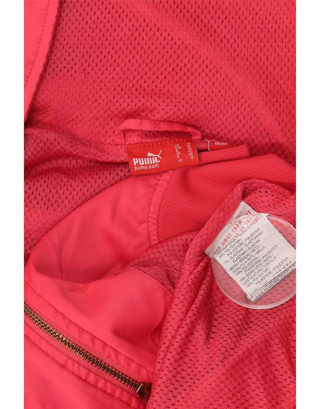 PUMA Womens Graphic Tracksuit Top Jacket UK 12 Medium Red Polyester