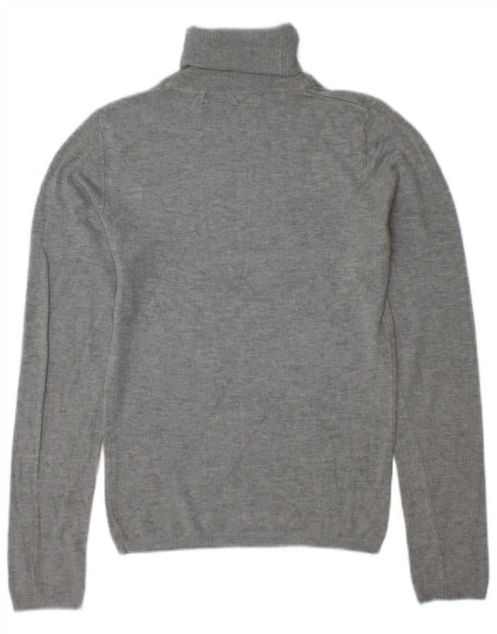 Zara Womens Roll Neck Jumper Sweater UK 10 Small Grey Rayon