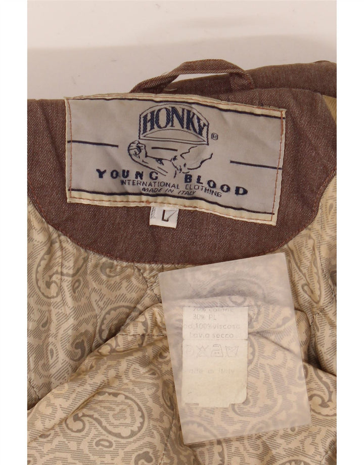 Vintage Mens Overcoat UK 40 Large Brown Cotton