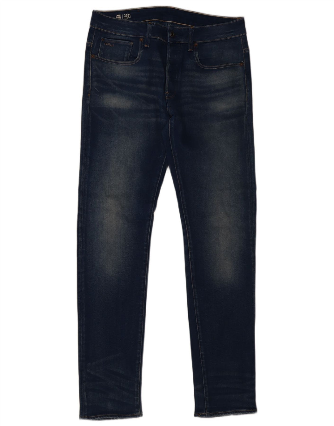 G-Star Mens 3301 Slim Jeans W30 L32 Blue Cotton