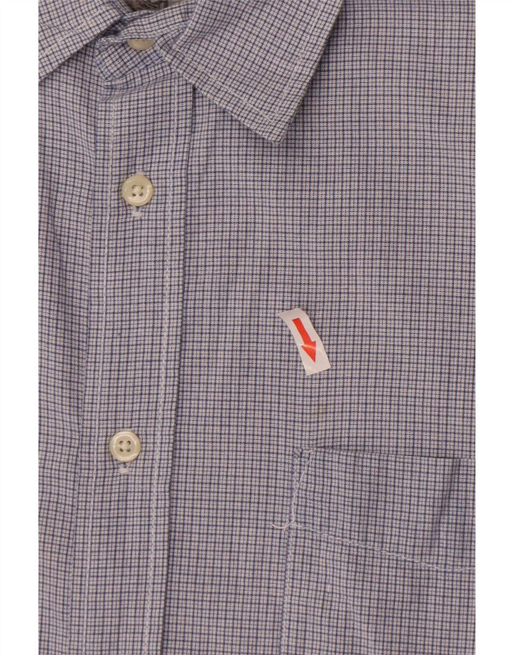 Nautica Mens Short Sleeve Regular Fit Shirt Large Blue Check Cotton