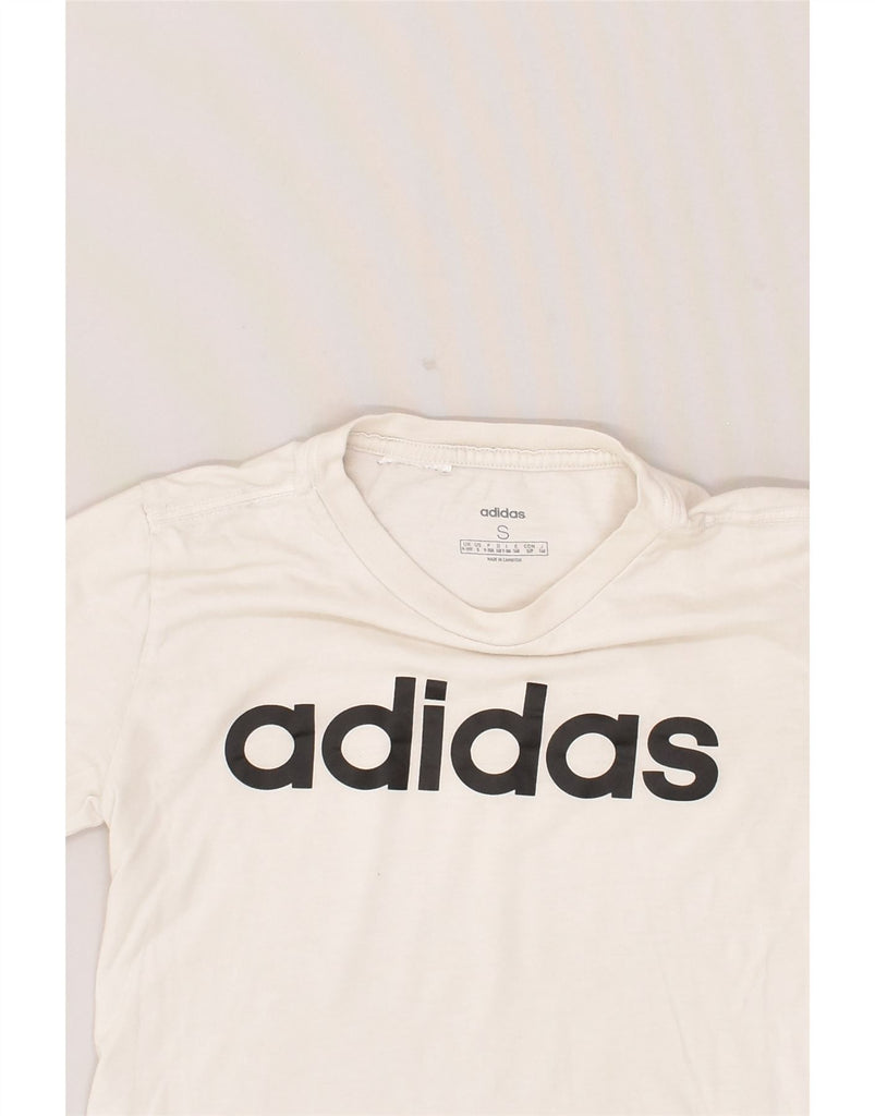 ADIDAS Boys Graphic T-Shirt Top 9-10 Years Small Off White Cotton | Vintage Adidas | Thrift | Second-Hand Adidas | Used Clothing | Messina Hembry 