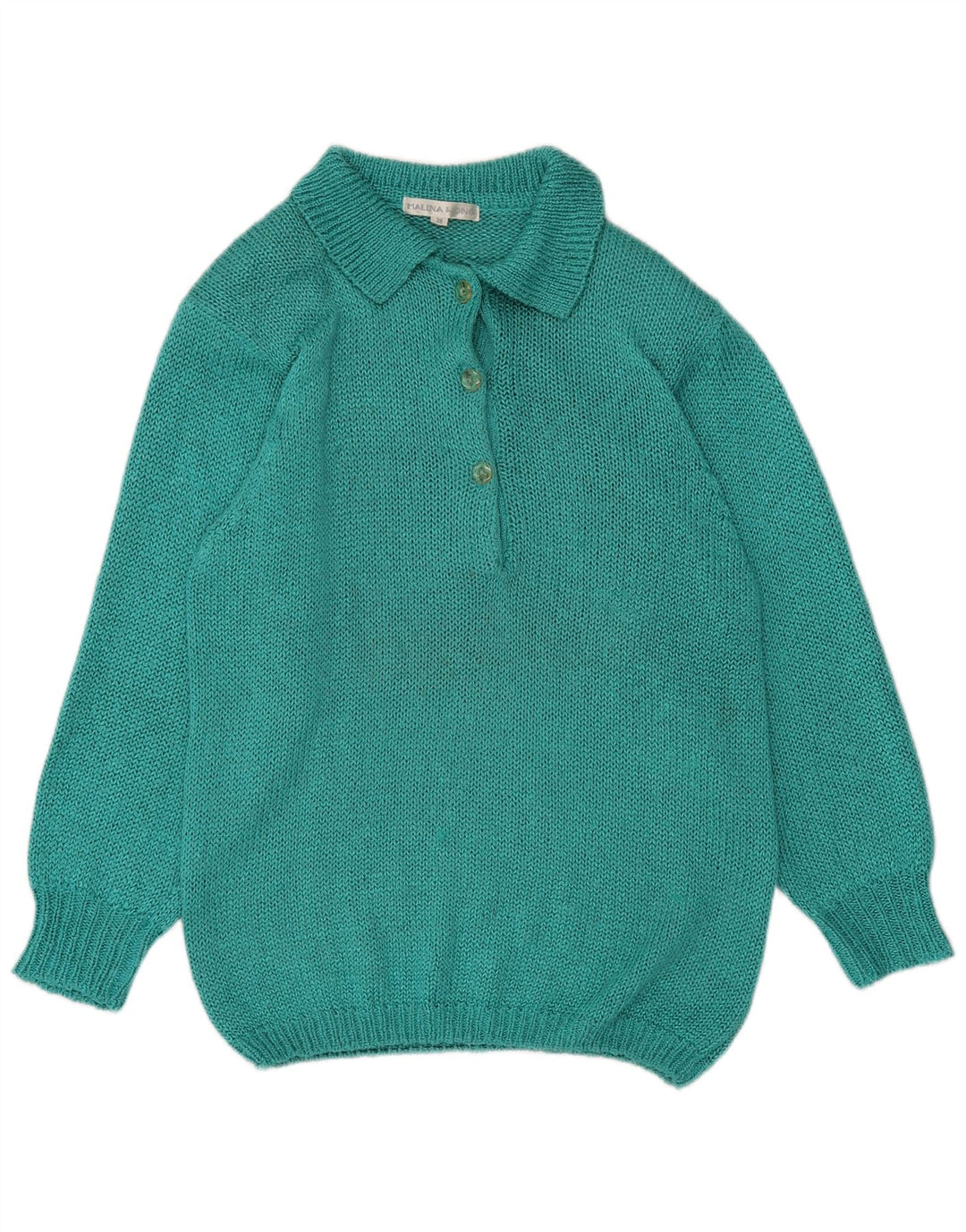 MALINA WONG Womens Polo Neck Jumper Sweater EU 38 Medium Turquoise Viscose