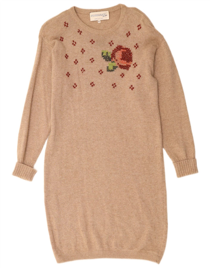 ST. GERMAIN Womens Long Sleeve Jumper Dress EU 46 XL Beige Angora