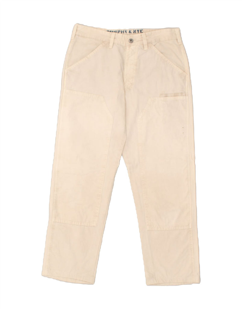 MURPHY & NYE Mens Sailwear Straight Chino Trousers W32 L27  Beige Cotton | Vintage Murphy & Nye | Thrift | Second-Hand Murphy & Nye | Used Clothing | Messina Hembry 