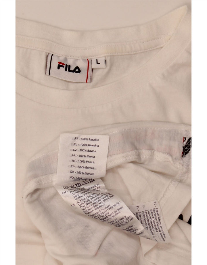 Fila Mens Graphic T-Shirt Top Large White Cotton