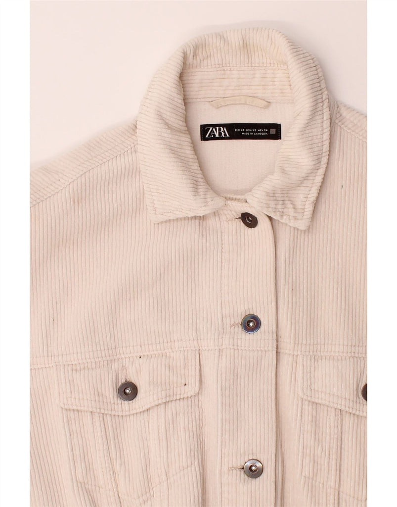 ZARA Womens Oversized Corduroy Jacket UK 6 XS Beige Cotton Vintage Zara and Second-Hand Zara from Messina Hembry 
