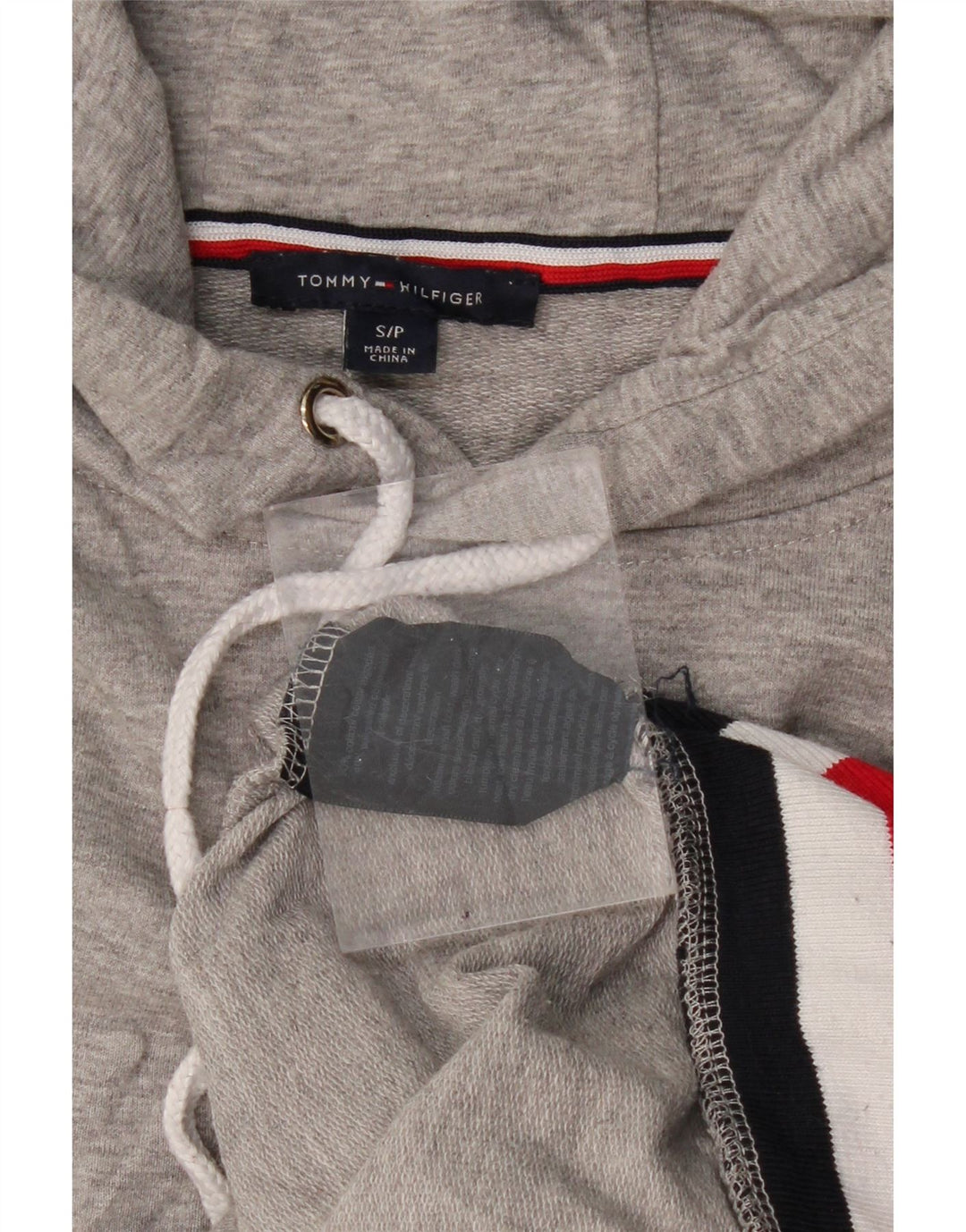 TOMMY HILFIGER Womens Graphic Hoodie Jumper UK 10 Small Grey Flecked