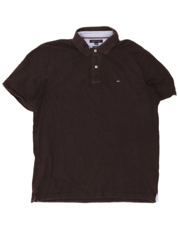 Tommy Hilfiger Mens Custom Fit Polo Shirt XL Black Cotton