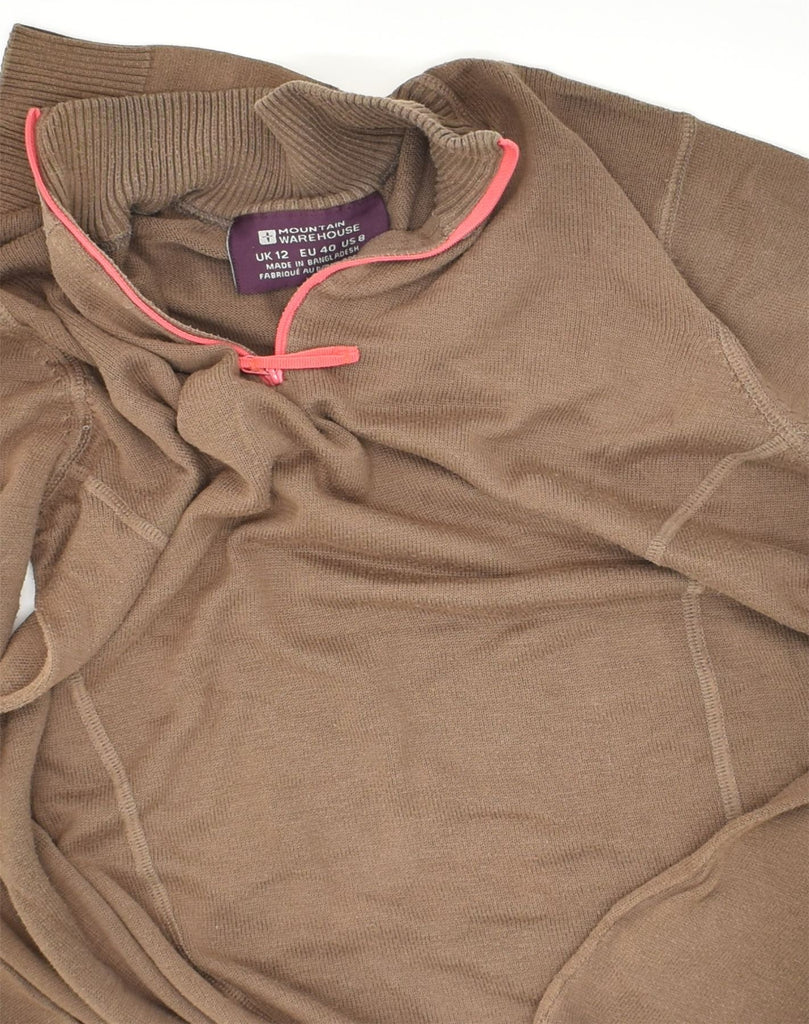 MOUNTAIN WAREHOUSE Womens Zip Neck Jumper Sweater UK 12 Medium Brown | Vintage Mountain Warehouse | Thrift | Second-Hand Mountain Warehouse | Used Clothing | Messina Hembry 