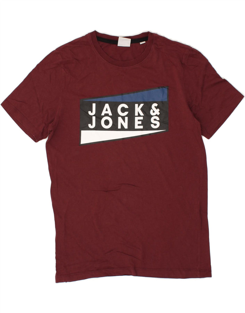 JACK & JONES Mens Graphic T-Shirt Top Small Maroon Cotton | Vintage Jack & Jones | Thrift | Second-Hand Jack & Jones | Used Clothing | Messina Hembry 