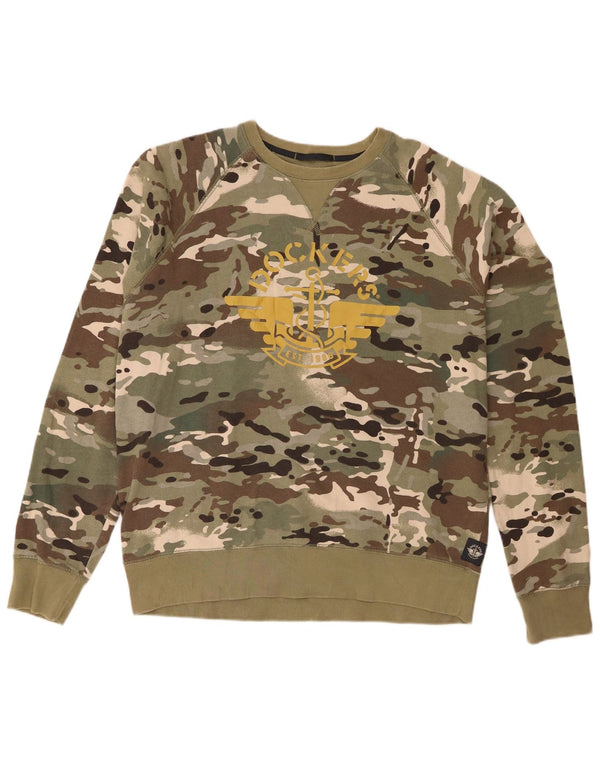 Dockers Mens Graphic Sweatshirt Jumper Large Green Camouflage Army
