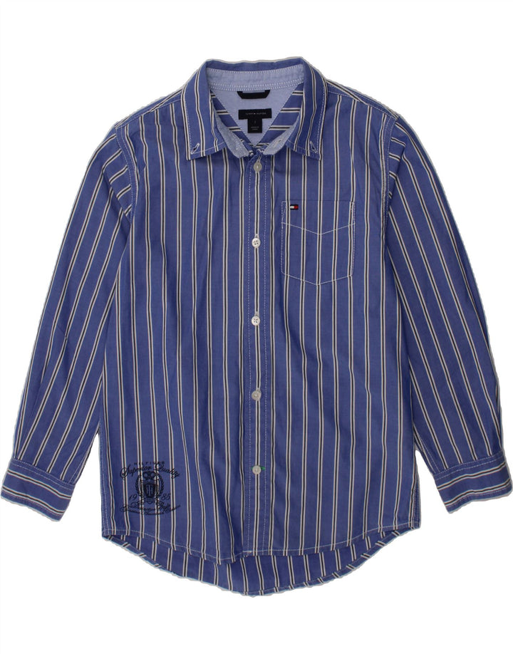 TOMMY HILFIGER Boys Shirt 6-7 Years Blue Striped Cotton Vintage Tommy Hilfiger and Second-Hand Tommy Hilfiger from Messina Hembry 