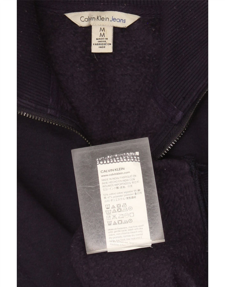 Calvin Klein Jeans Mens Graphic Zip Neck Sweatshirt Jumper Medium Navy Blue