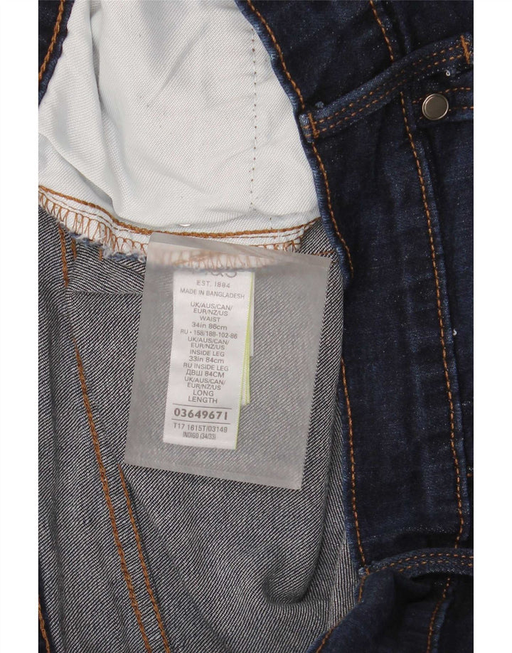 Marks & Spencer Mens Tapered Jeans W34 L33 Navy Blue Cotton