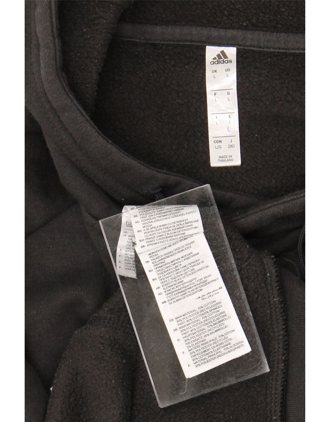 ADIDAS Mens Hoodie Jumper Large Black Cotton Vintage Adidas and Second-Hand Adidas from Messina Hembry 