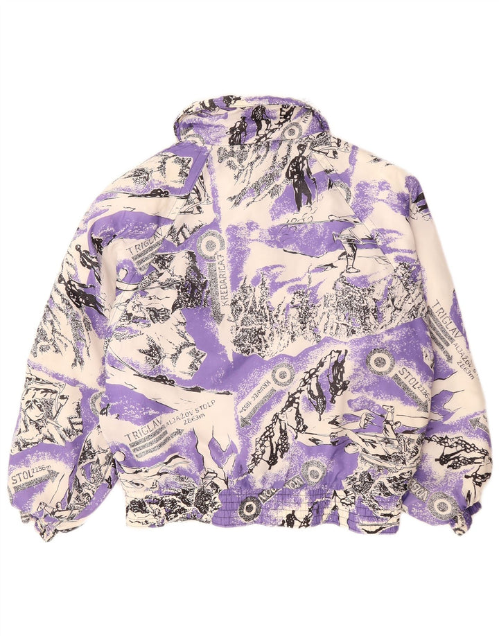 YASSA Womens Graphic Ski Jacket UK 18 XL Purple Colourblock
