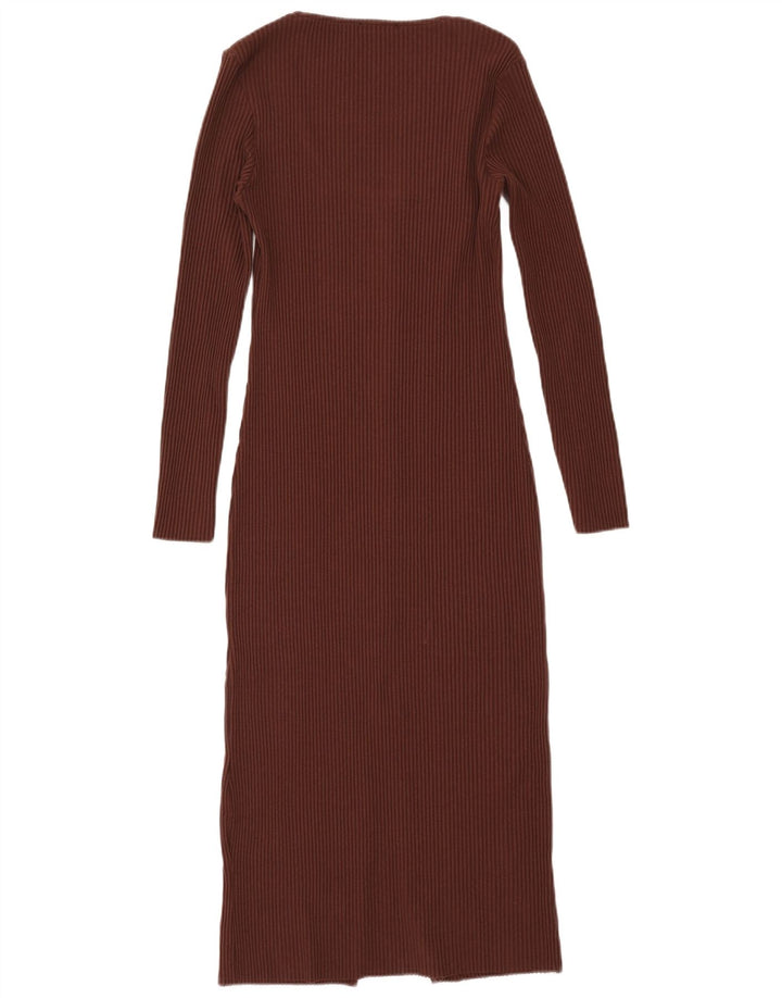 ZARA Womens Bodycon Dress UK 14 Large Brown