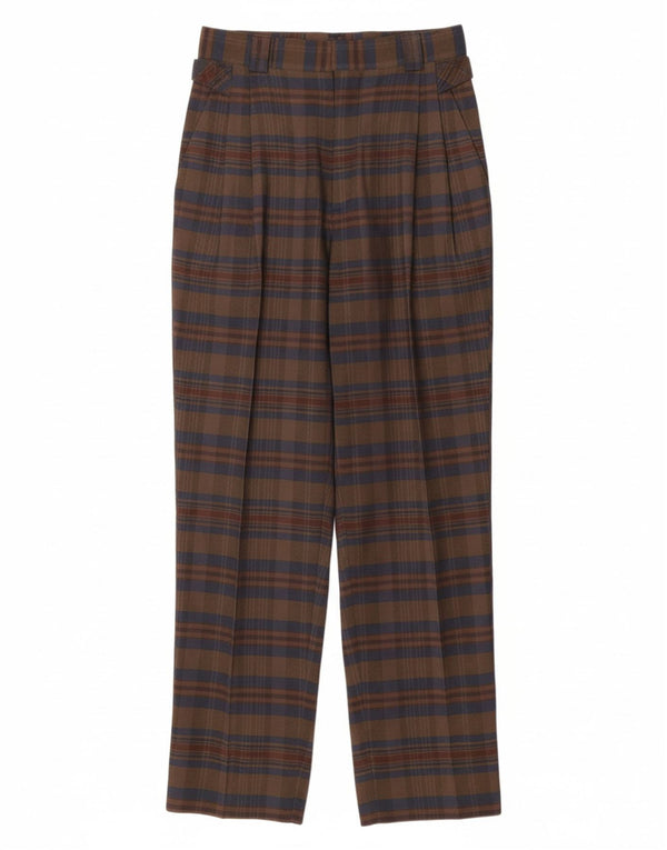 VINTAGE Womens High Waist Chino Trousers IT 44 Medium W26 L29 Brown Check