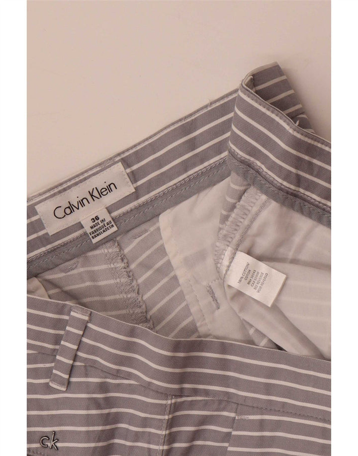 Calvin Klein Mens Chino Shorts W36 Large Grey Striped Cotton