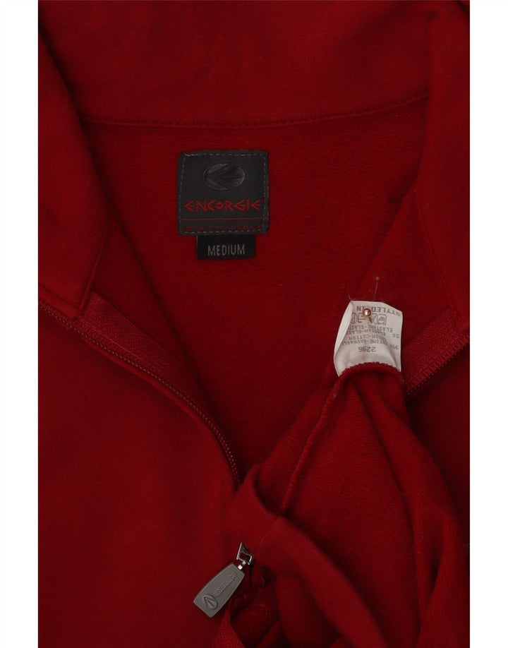 Energie Womens Tracksuit Top Jacket UK 14 Medium Burgundy Cotton