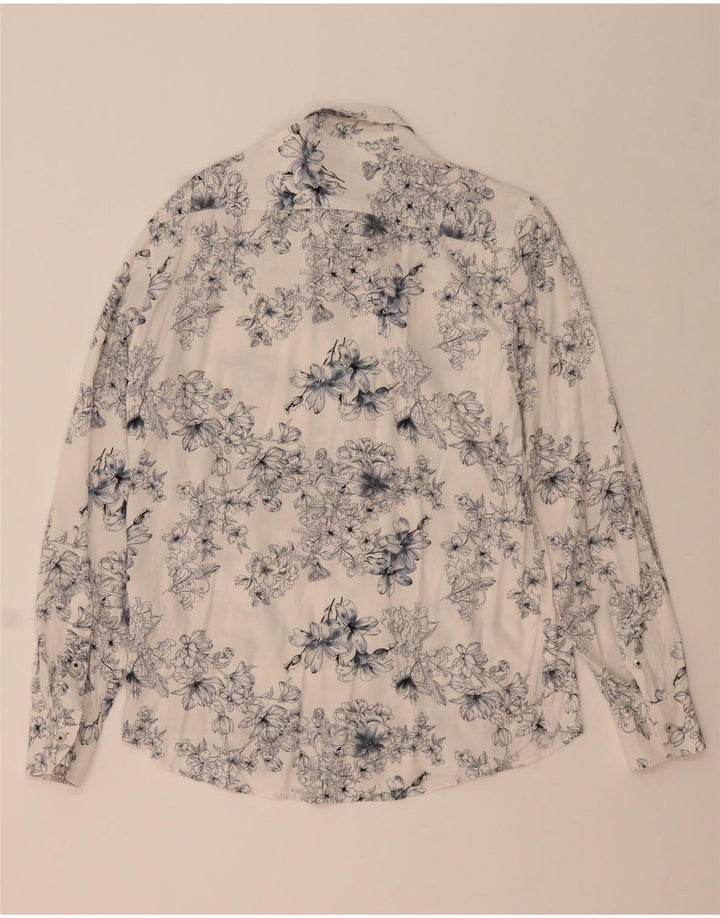 Clayton Mens Slim Fit Shirt Medium Blue Floral Viscose