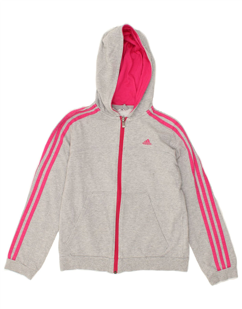 ADIDAS Girls Zip Hoodie Sweater 15-16 Years Grey | Vintage Adidas | Thrift | Second-Hand Adidas | Used Clothing | Messina Hembry 