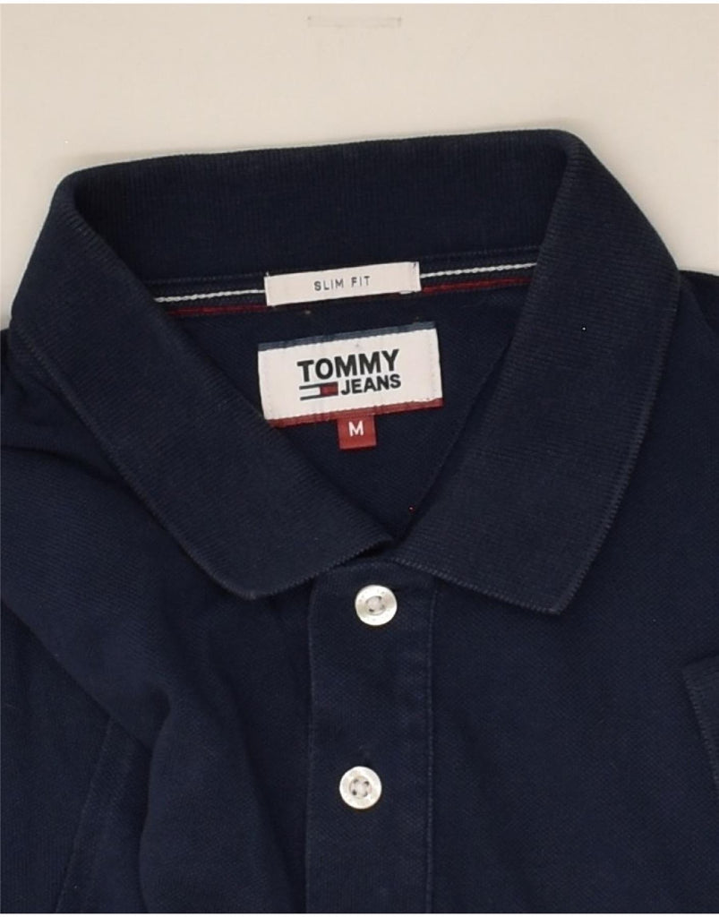 TOMMY HILFIGER Mens Slim Fit Polo Shirt Medium Navy Blue Cotton | Vintage Tommy Hilfiger | Thrift | Second-Hand Tommy Hilfiger | Used Clothing | Messina Hembry 