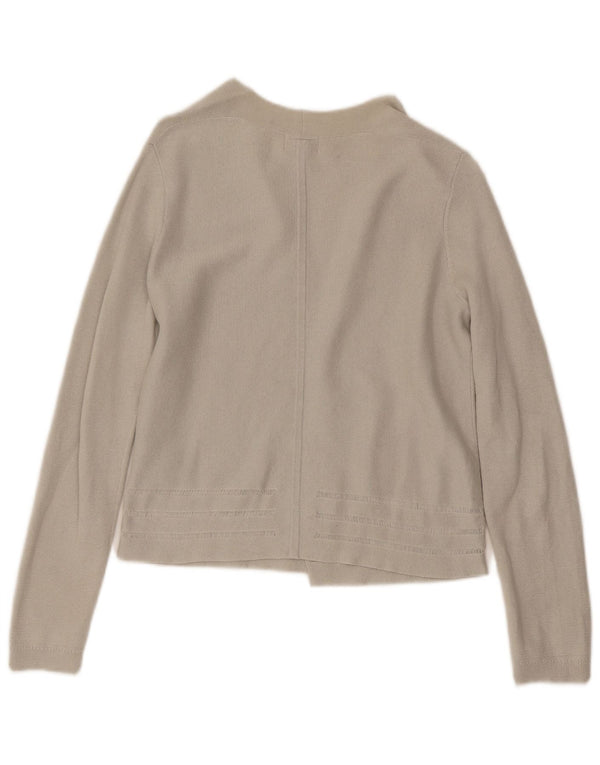 Jigsaw Womens Crop Open Cardigan Sweater UK 10 Small Grey Cotton