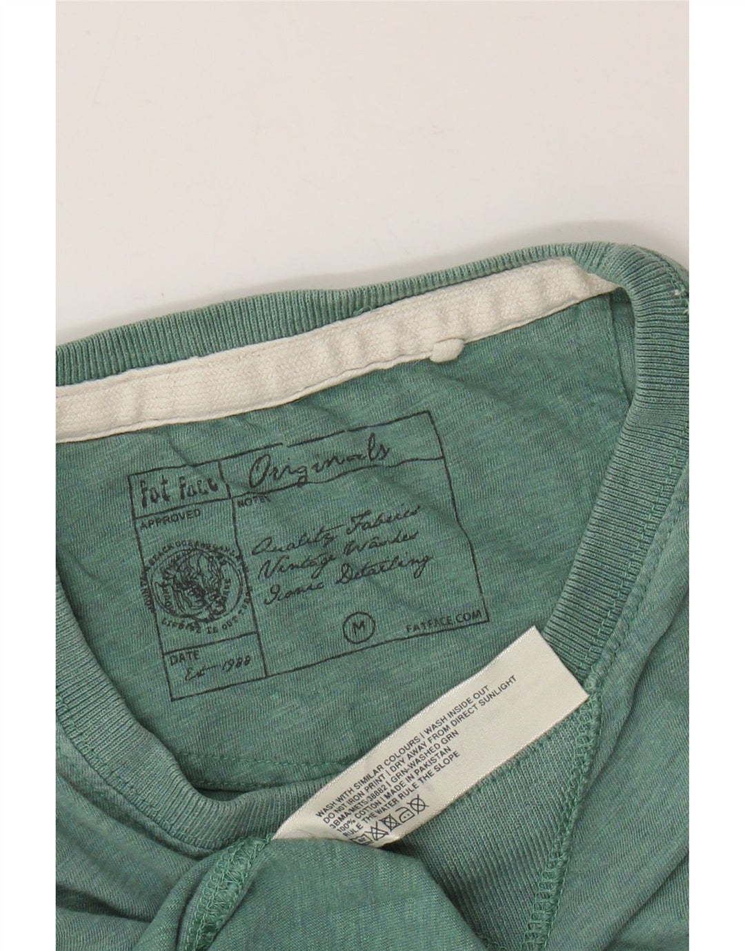 FAT FACE Mens T-Shirt Top Medium Turquoise Flecked Cotton