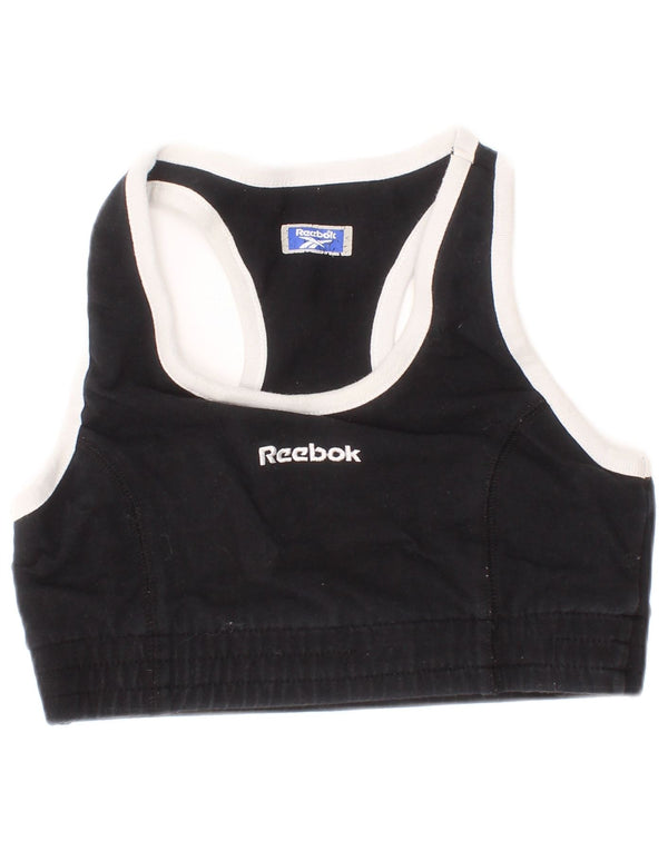 Reebok Womens Graphic Sport Bra Top UK 8 Small Black Colourblock Sports