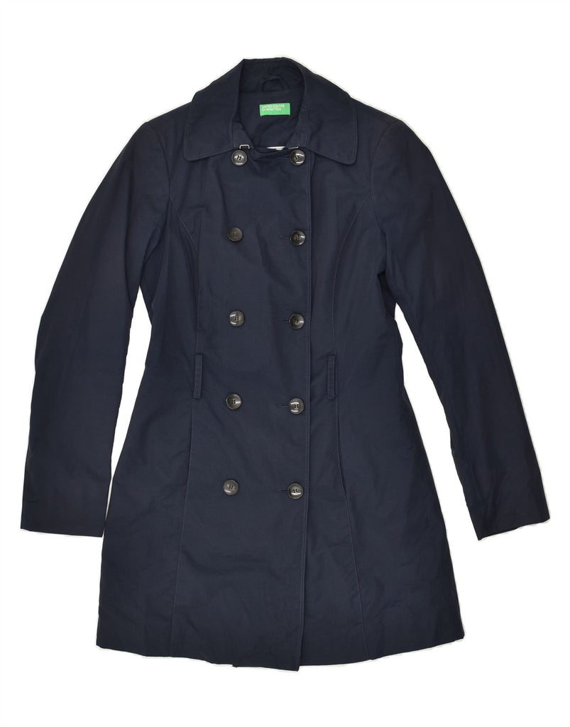 BENETTON Womens Pea Coat UK 6 XS Navy Blue Cotton | Vintage Benetton | Thrift | Second-Hand Benetton | Used Clothing | Messina Hembry 