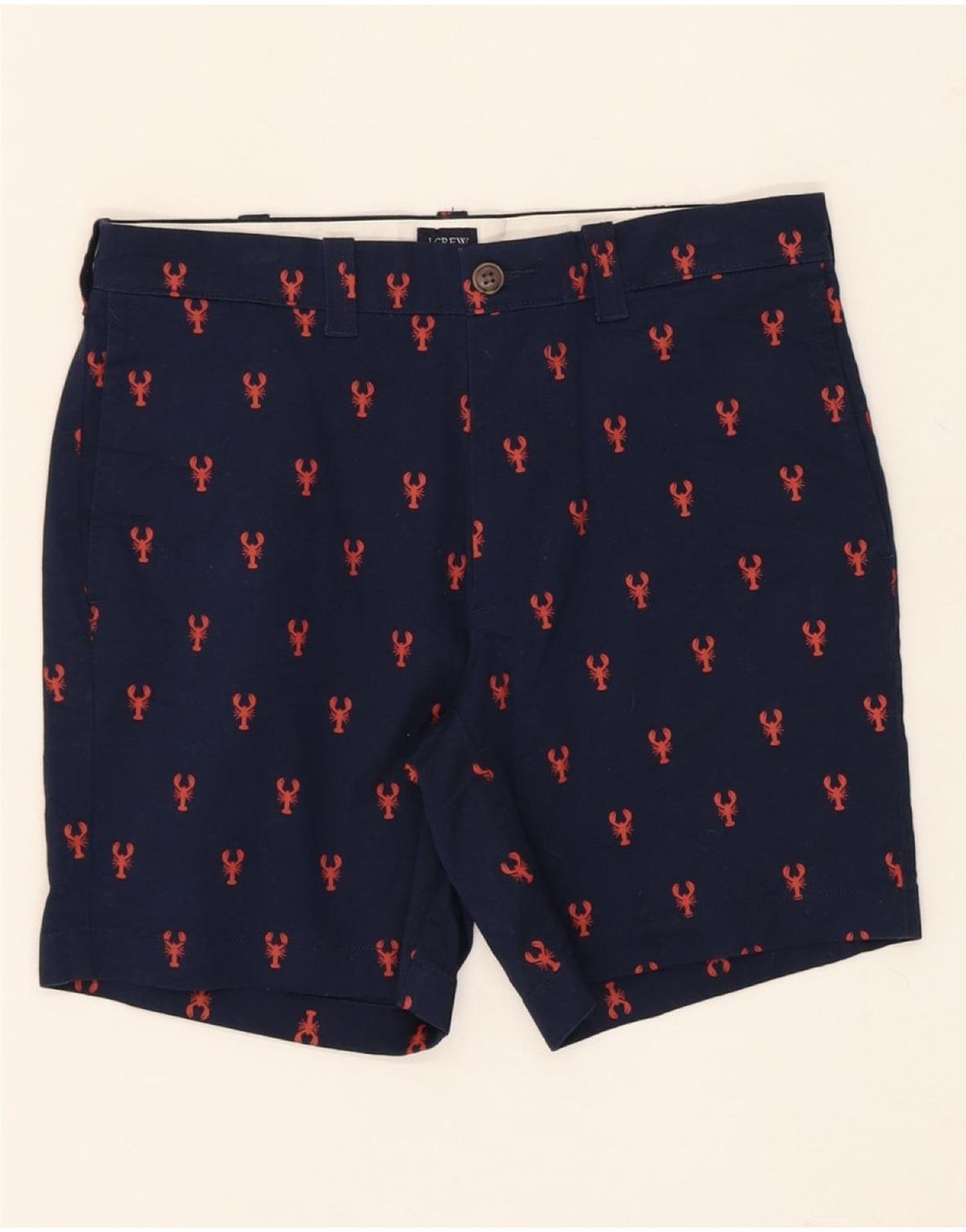 J. CREW Mens Chino Shorts W30 Medium Navy Blue Spotted Cotton Vintage J. Crew and Second-Hand J. Crew from Messina Hembry 