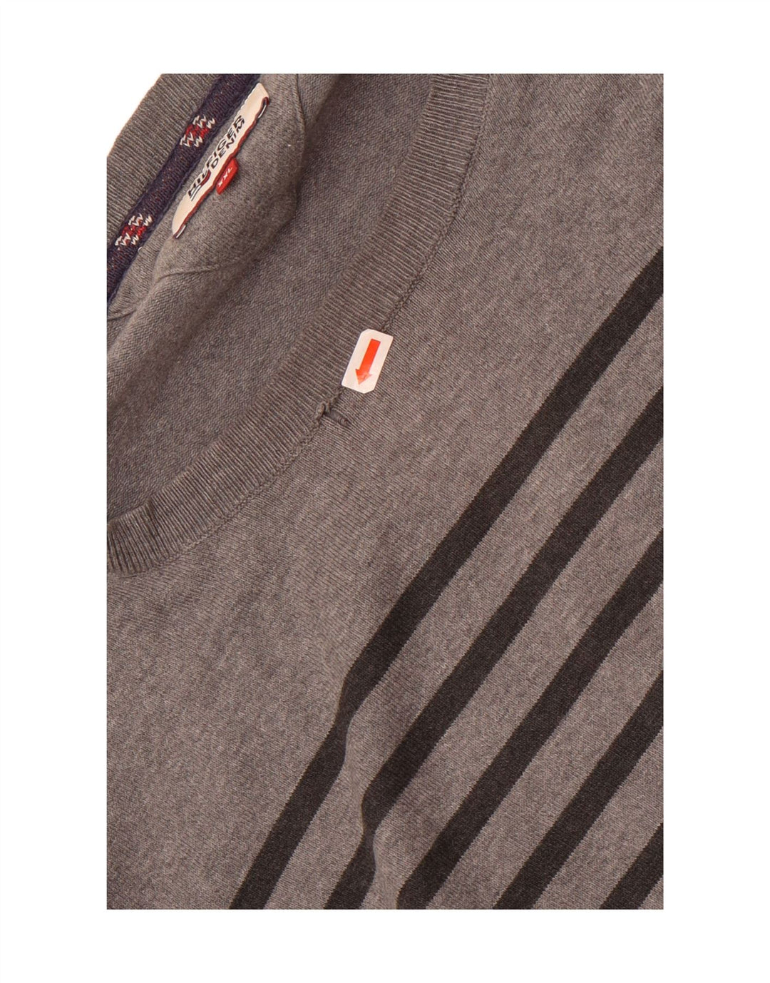 Tommy Hilfiger Mens Crew Neck Jumper Sweater 2XL Grey Striped Cotton