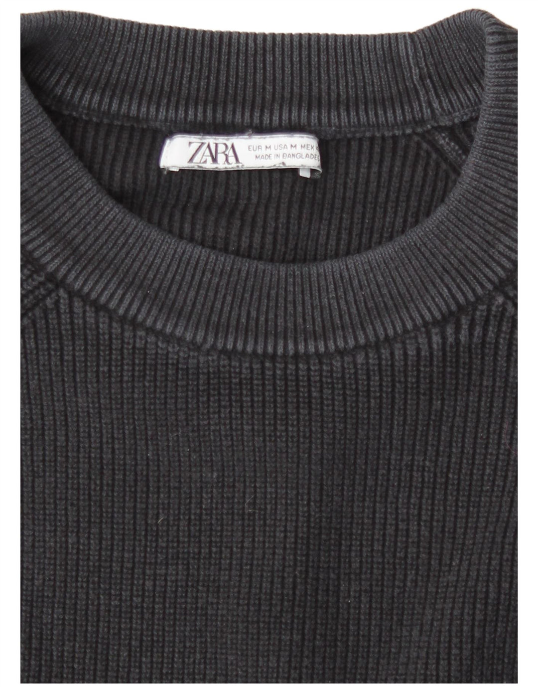Zara Mens Crew Neck Jumper Sweater Medium Navy Blue Cotton