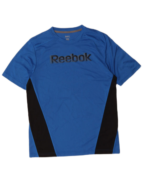 Reebok Mens Graphic T-Shirt Top Medium Blue Colourblock Polyester