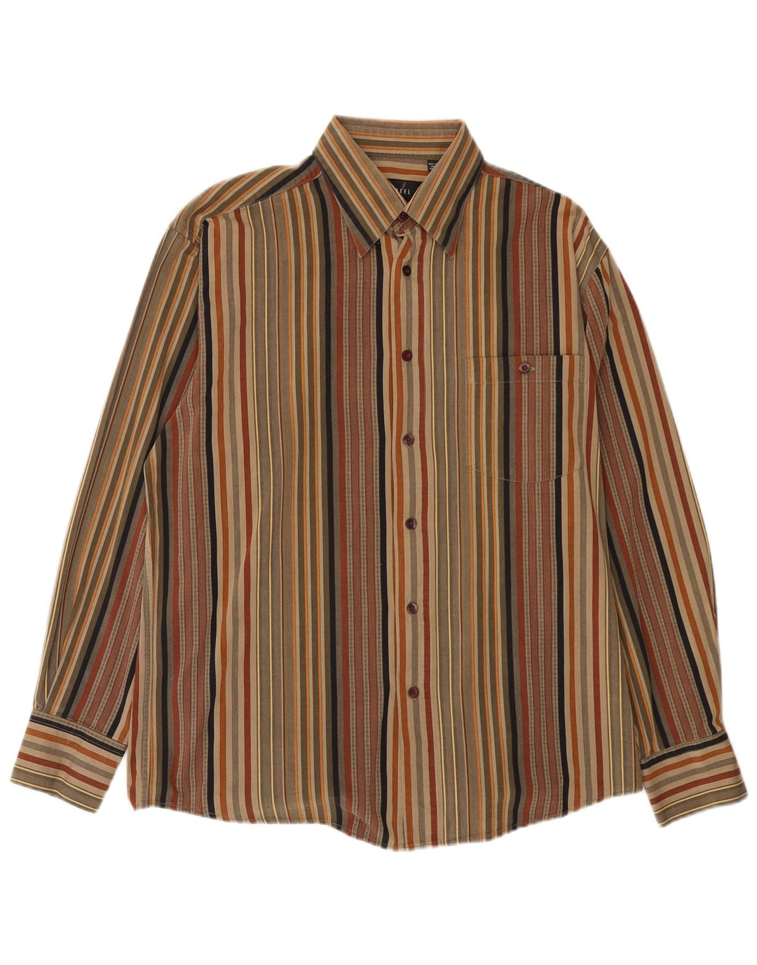 Cotton Reel Mens Regular Fit Shirt Medium Green Striped