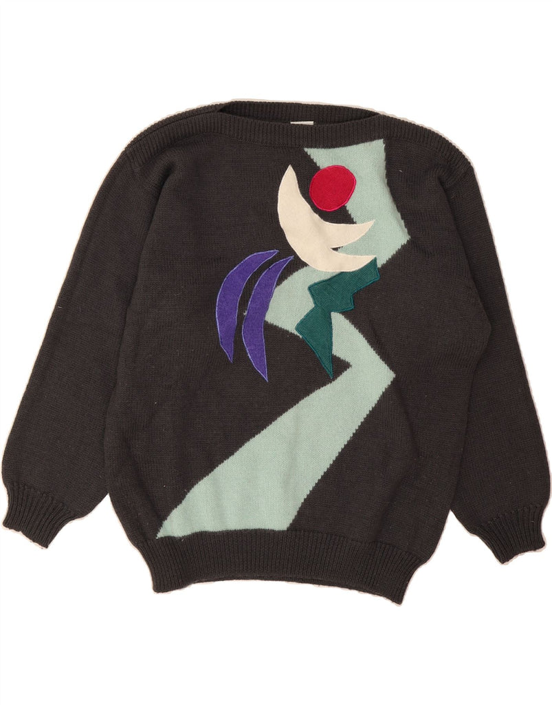 LE COMTE Womens Oversized Boat Neck Jumper Sweater UK 16 Large  Grey Vintage Le Comte and Second-Hand Le Comte from Messina Hembry 