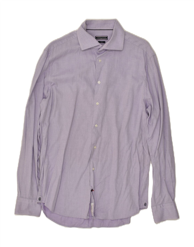 TOMMY HILFIGER Mens Fitted Tailored Fit Shirt Size 41 16 Large Purple | Vintage Tommy Hilfiger | Thrift | Second-Hand Tommy Hilfiger | Used Clothing | Messina Hembry 