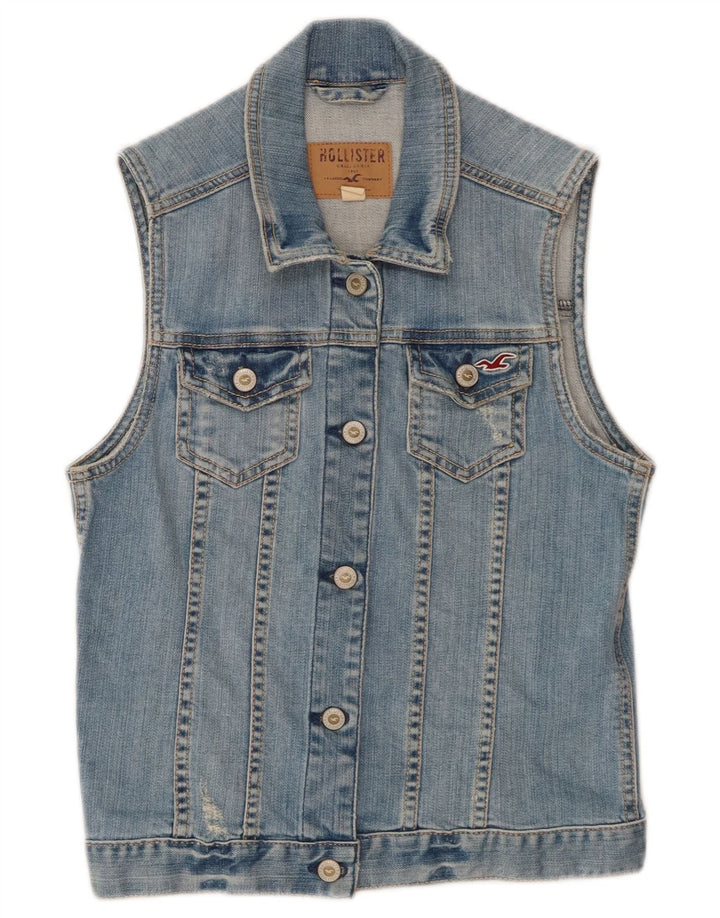 Hollister Womens Denim Gilet UK 12 Medium Blue Cotton