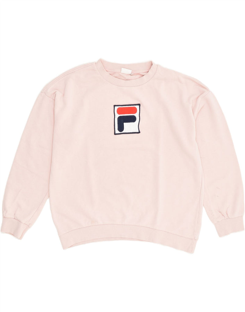 FILA Womens Graphic Sweatshirt Jumper UK 16 Large Pink Cotton | Vintage Fila | Thrift | Second-Hand Fila | Used Clothing | Messina Hembry 