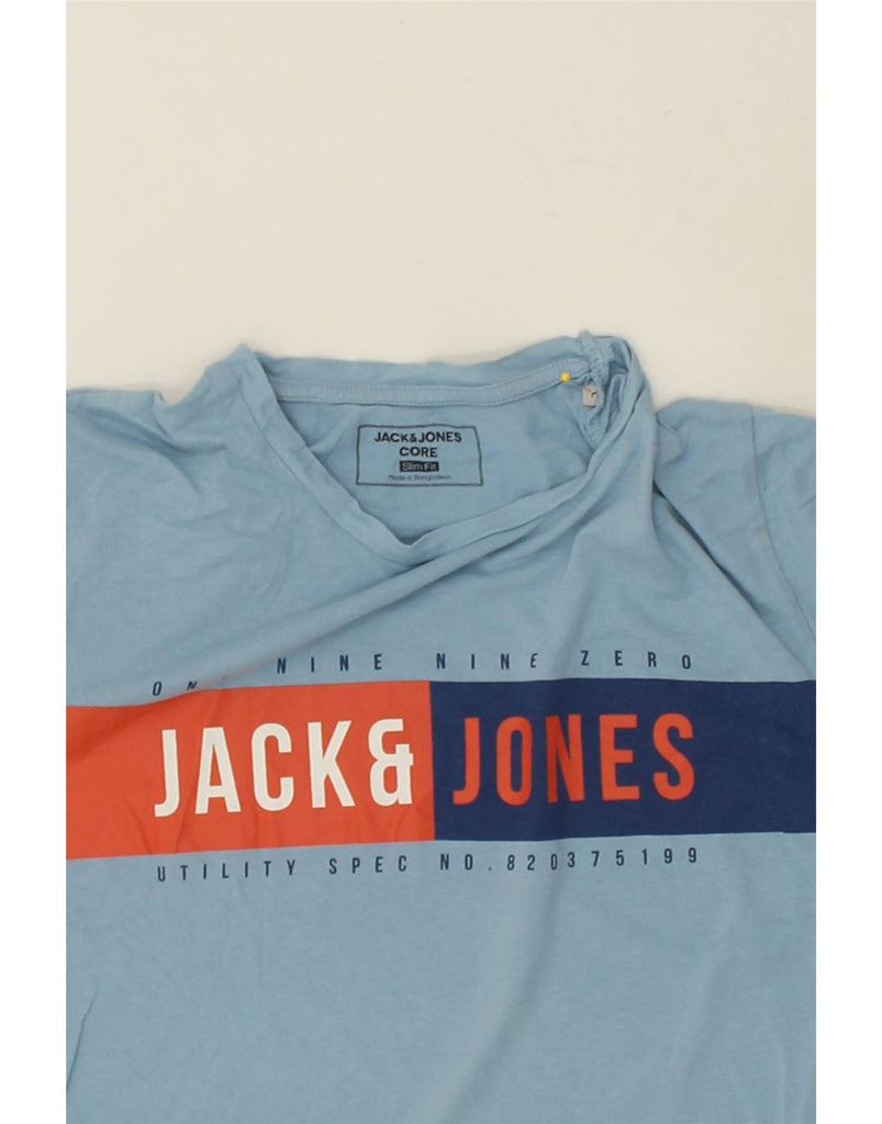 JACK & JONES Mens Slim Fit Graphic T-Shirt Top Large Blue Cotton | Vintage Jack & Jones | Thrift | Second-Hand Jack & Jones | Used Clothing | Messina Hembry 