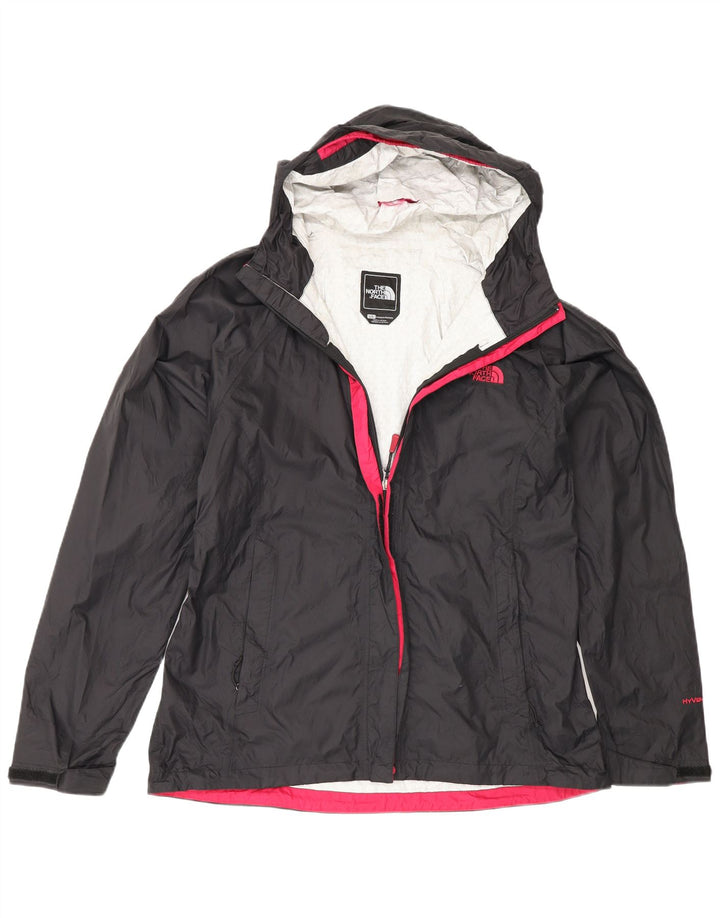 The North Face Womens Hooded Rain Jacket UK 16 Large Black Nylon