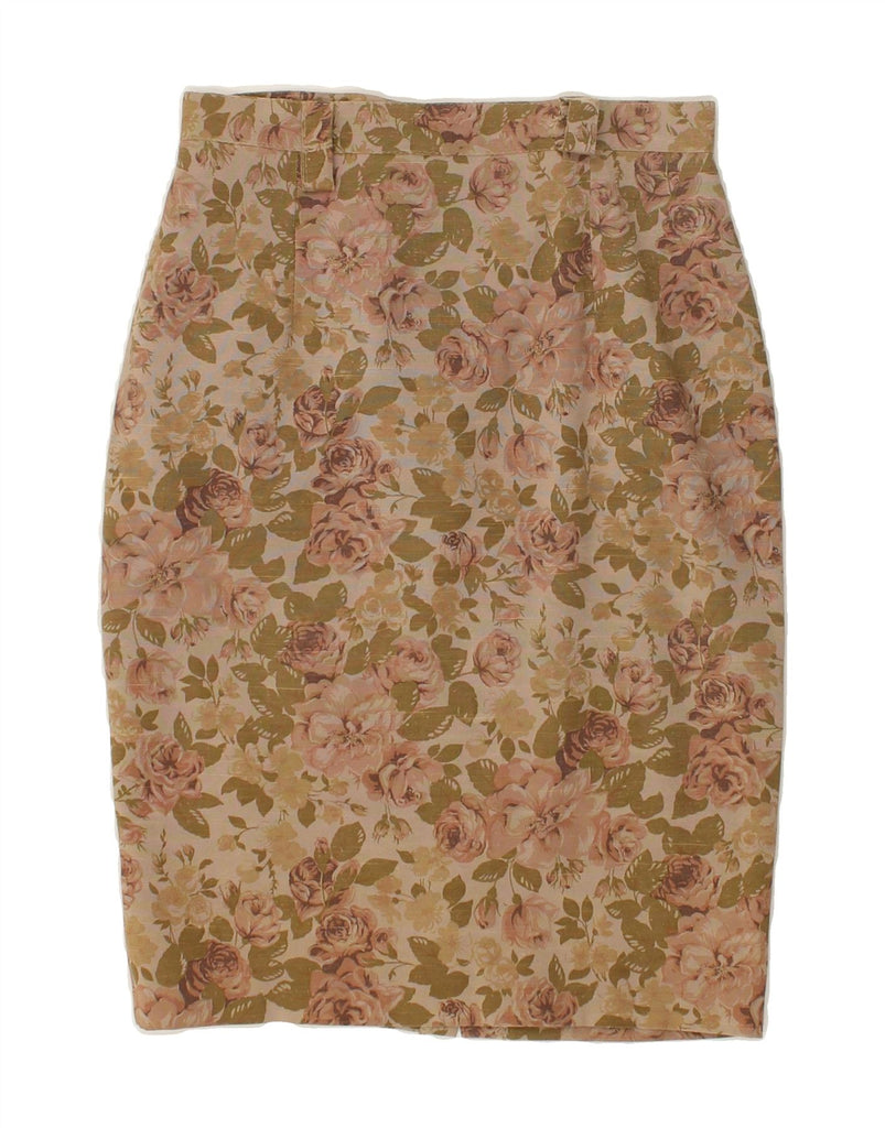 VINTAGE Womens Pencil Skirt W26 Small Brown Floral | Vintage Vintage | Thrift | Second-Hand Vintage | Used Clothing | Messina Hembry 