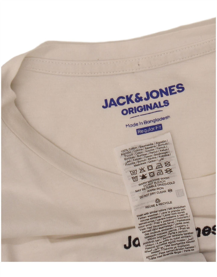 JACK & JONES Mens Originals T-Shirt Top Small White Colourblock Cotton