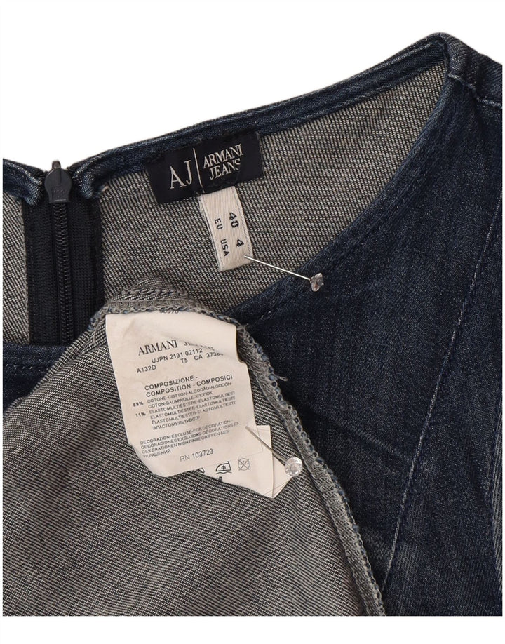 Armani Jeans Womens Sleeveless Denim Dress US 40 Small Blue Cotton