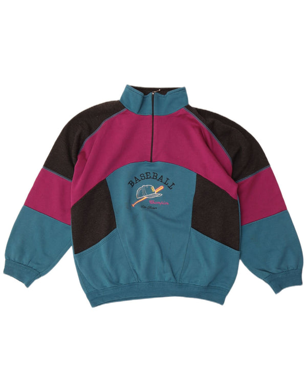 Vintage Mens Graphic Sweatshirt Jumper Large Multicoloured Colourblock
